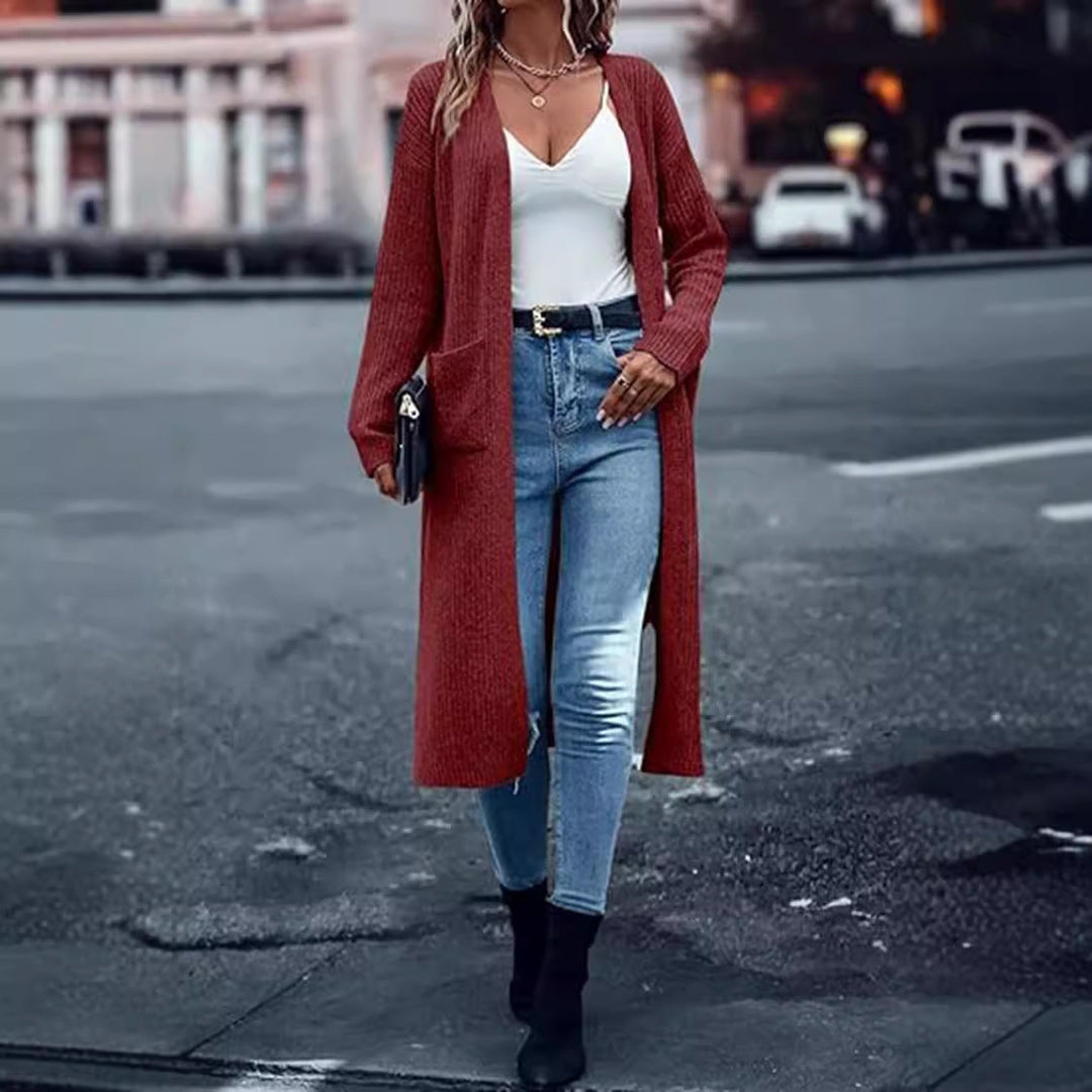 Women's Knit Coat with Long Sleeves and Practical Pockets Lune London