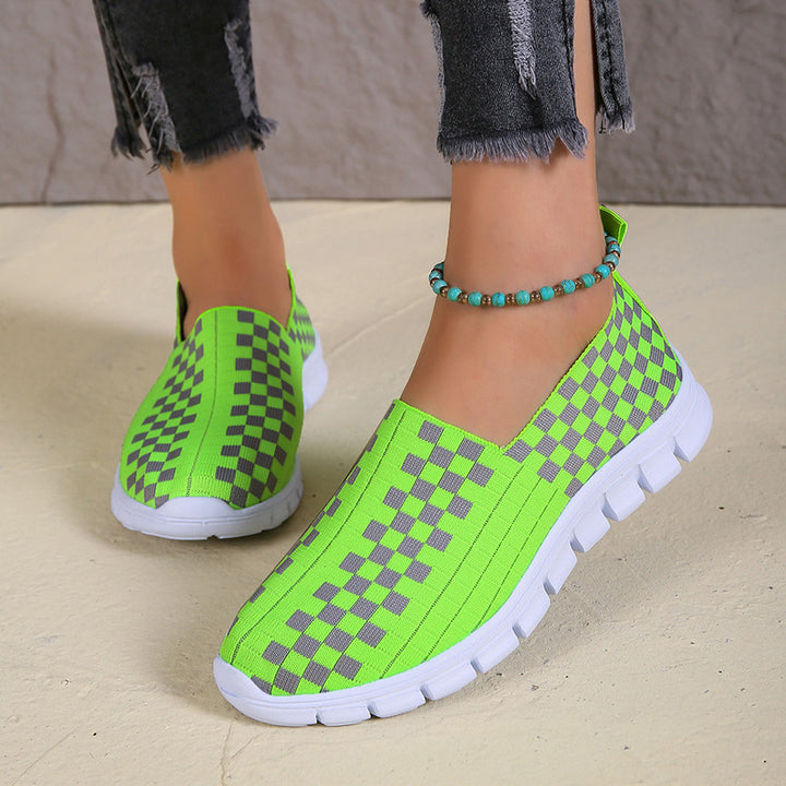 Women's slip-on sports shoes with a modern checkered pattern and a non-slip sole Lune London