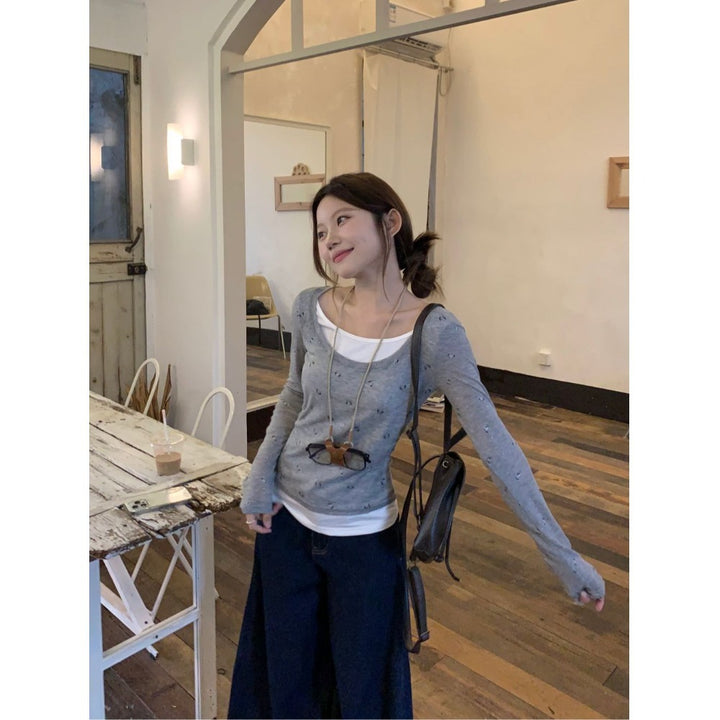 Women's Casual Long Sleeve Shirt with Fine Dots Chic & Stil