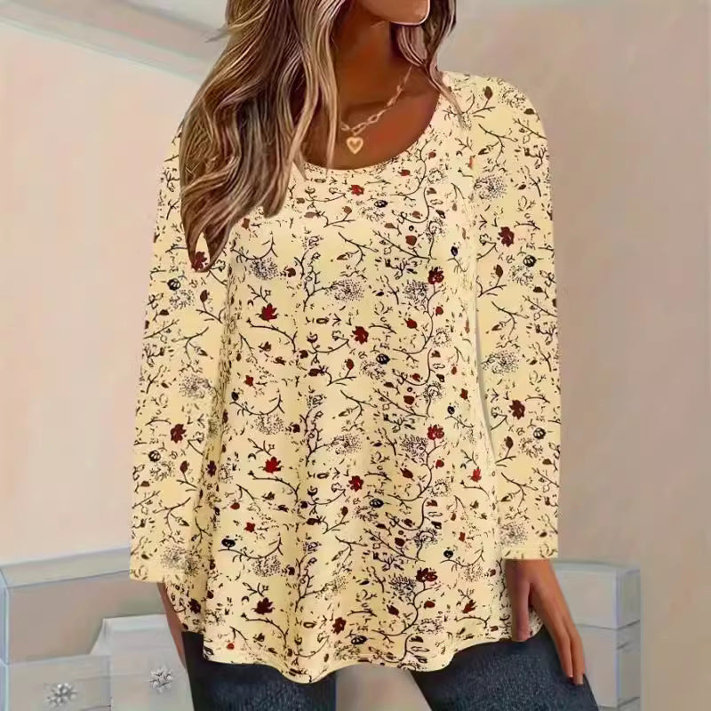 Long sleeve t-shirt for women with floral pattern and A-line cut Lune London