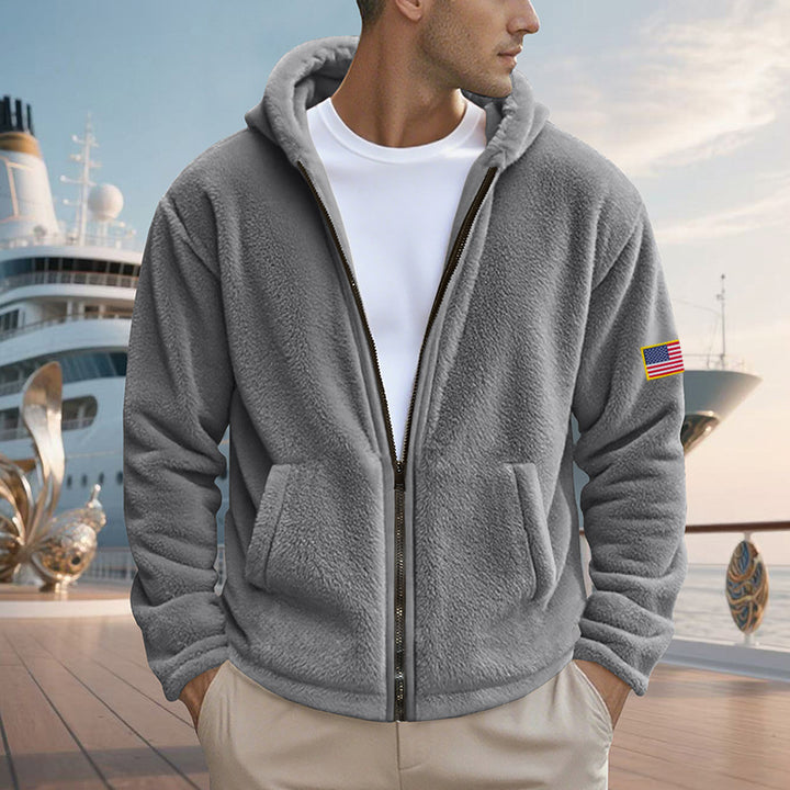 Men's Fleece Hoodie with practical pockets and modern zipper Lune London