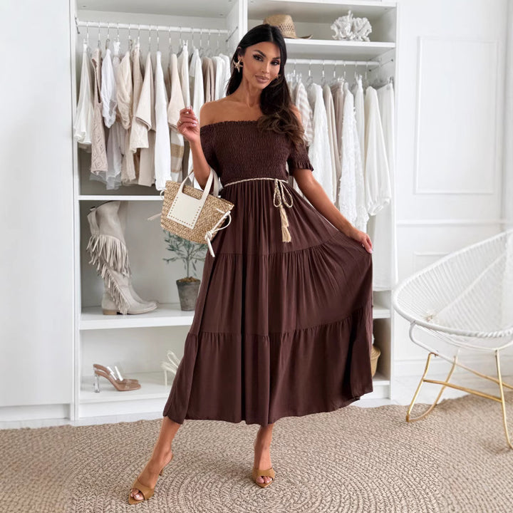 Off-the-shoulder ruffled maxi dress Lune London