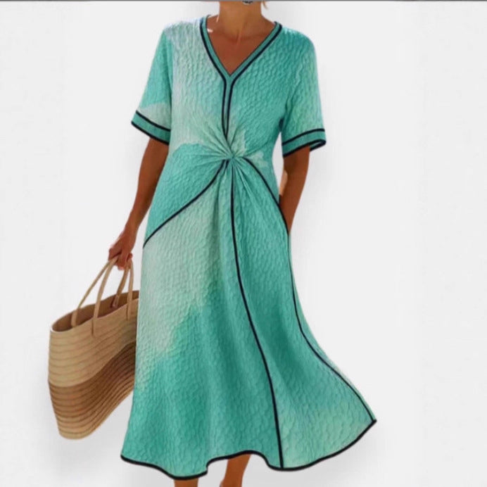 Airy wrap dress for women with side knot and V-neck Lune London