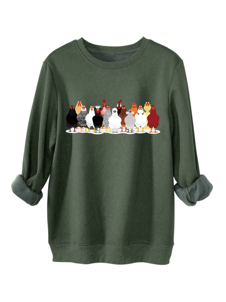 Sweatshirt for women with playful chicken pattern Lune London