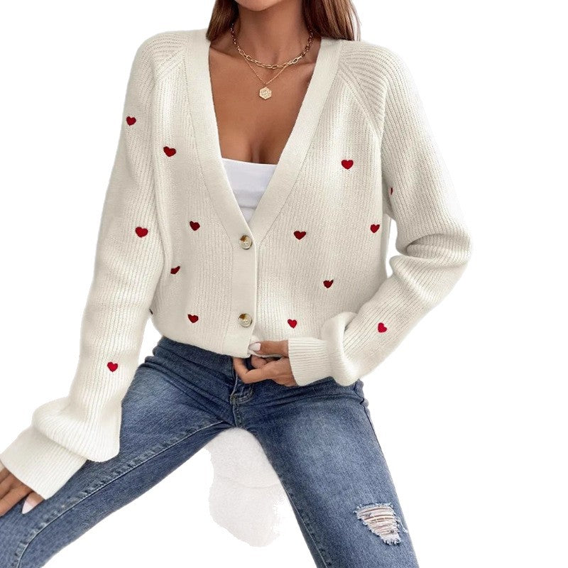 Ladies' knit jacket with playful heart design Lune London