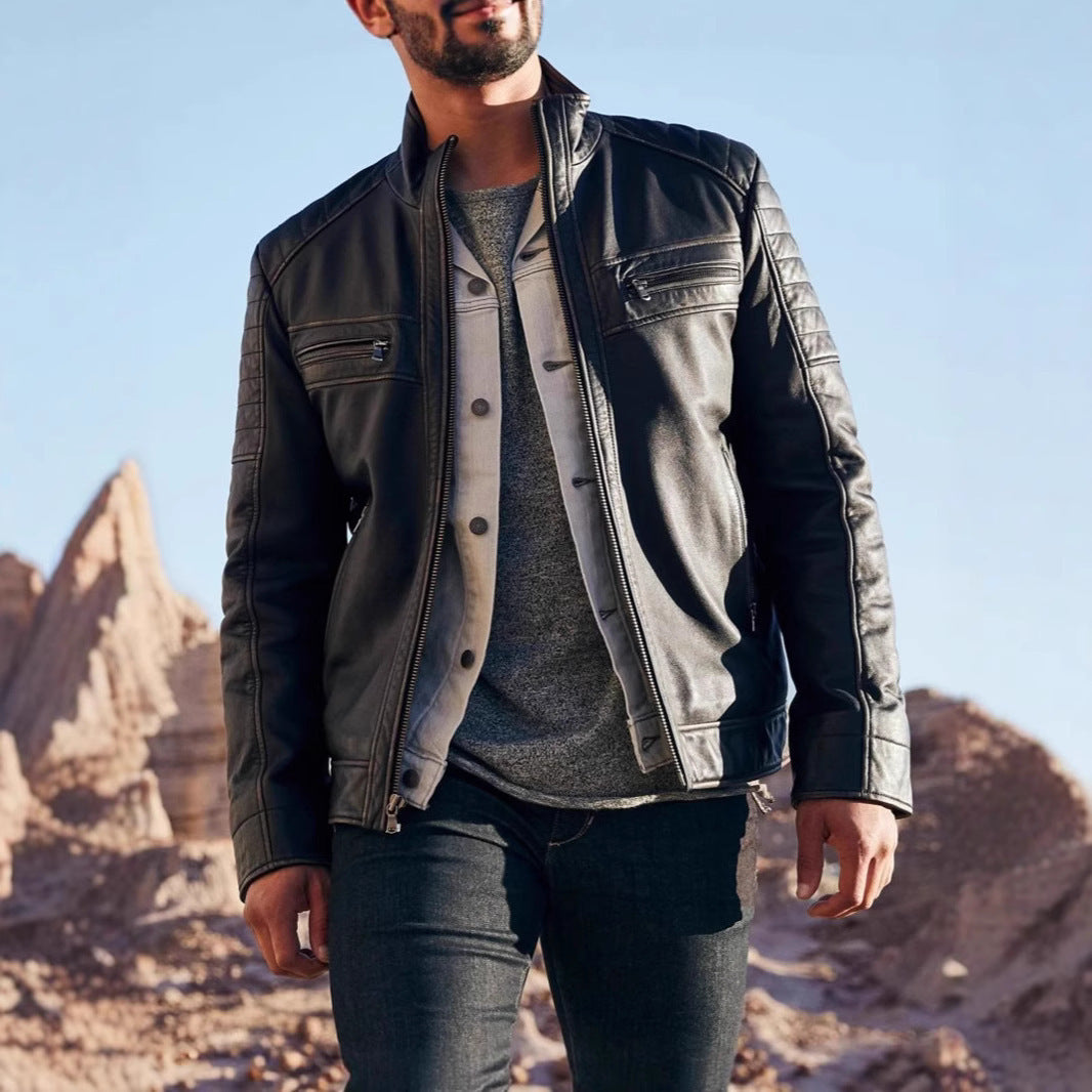 Stylish biker jacket for men with structured seams Lune London