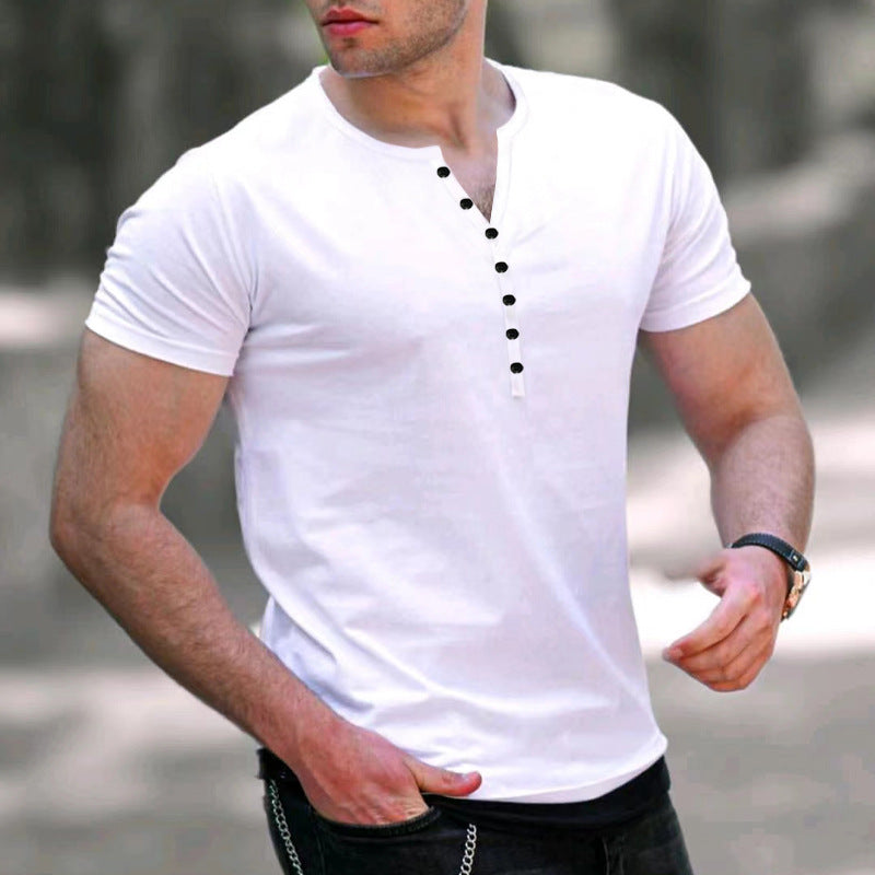 Men's Leisure Short Sleeve Henley T-shirt Lune London
