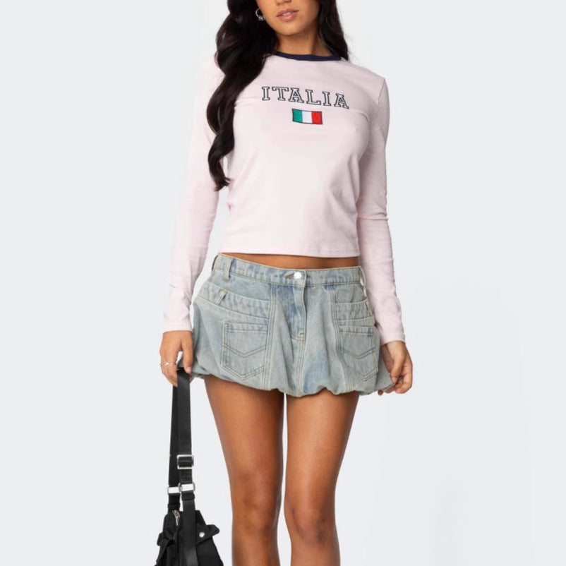 Long sleeve shirt for women with Italian inscription and modern design Chic & Stil