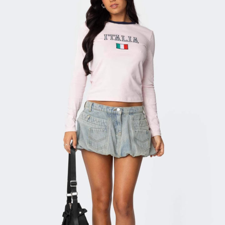 Long sleeve shirt for women with Italian inscription and modern design Chic & Stil