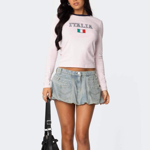 Long sleeve shirt for women with Italian inscription and modern design Chic & Stil