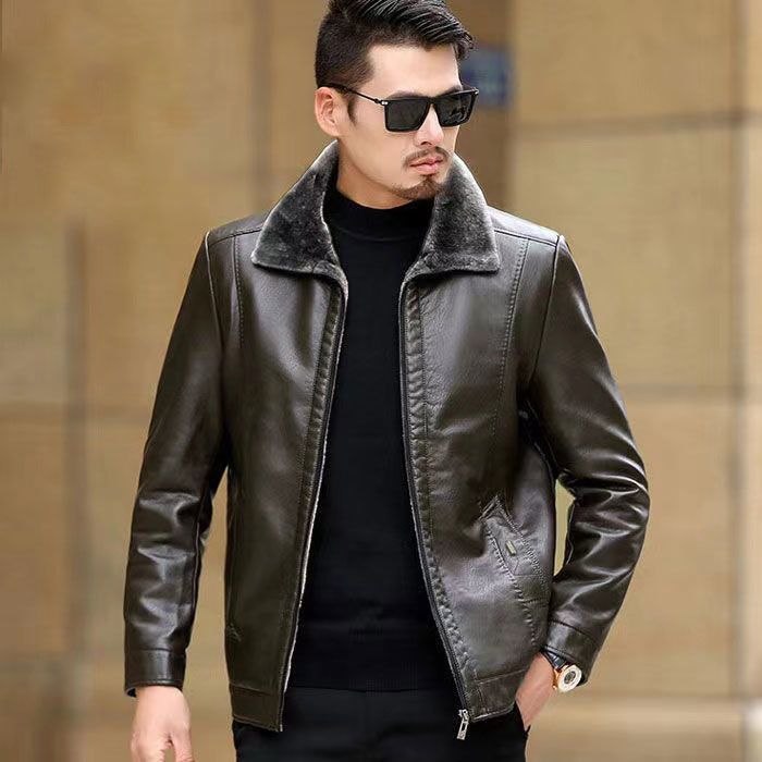 Elegant faux leather jacket for men with heated collar Lune London