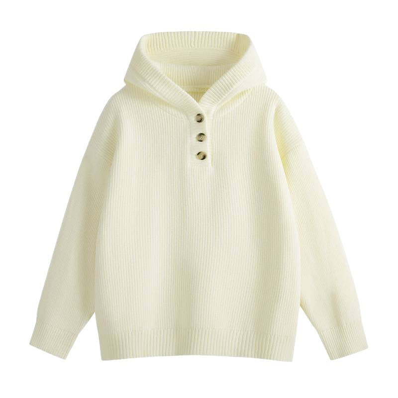 Ladies high-quality sweater and knit with high collar and button details Lune London