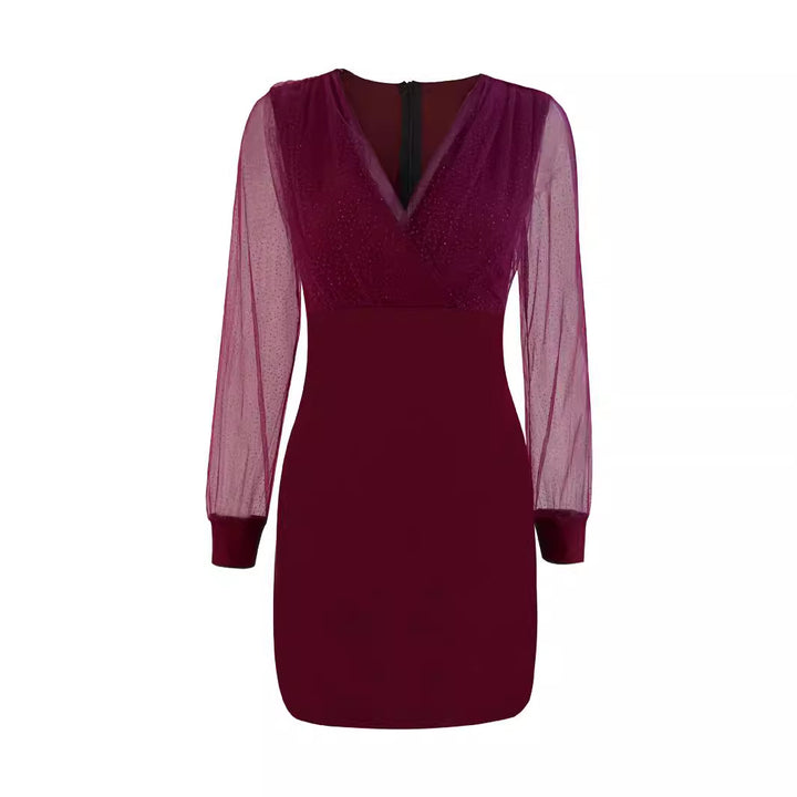 Robe de cocktail scintillante pour femmes avec des manches transparentes Lune London