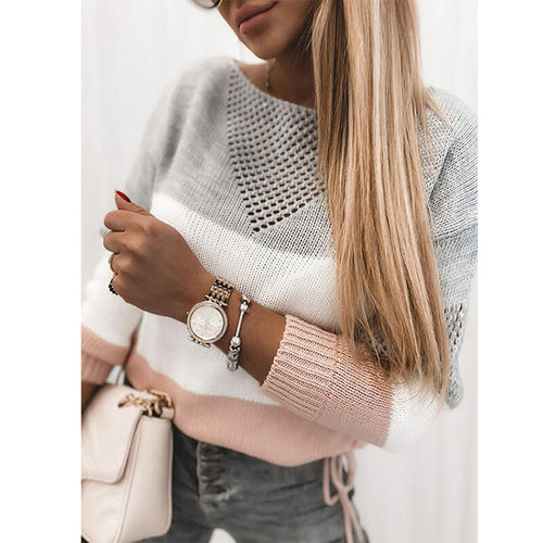 Sweater and transitional knitwear for women with a relaxed fit and stylish color blocks Lune London
