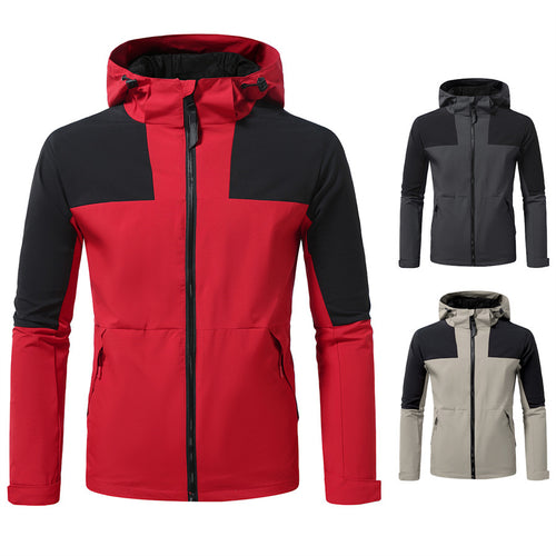 Functional outdoor jacket for men with adjustable hood area Lune London