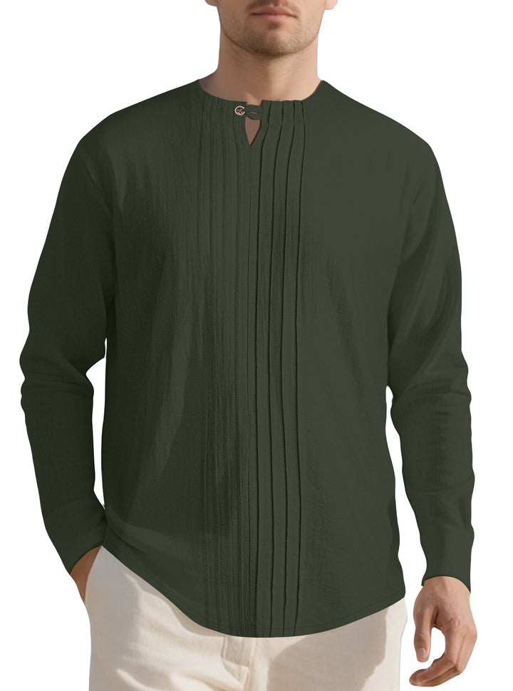 Elegant long-sleeve shirt for men with textured design and trendy high collar Lune London