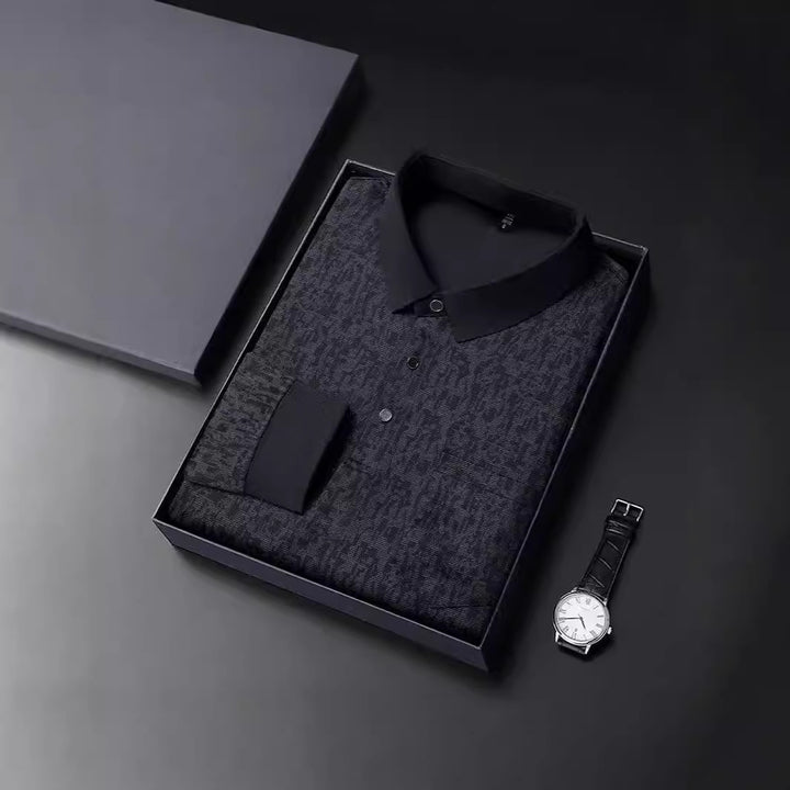 Polo shirt for men with graphic pattern and breathable functional material Lune London