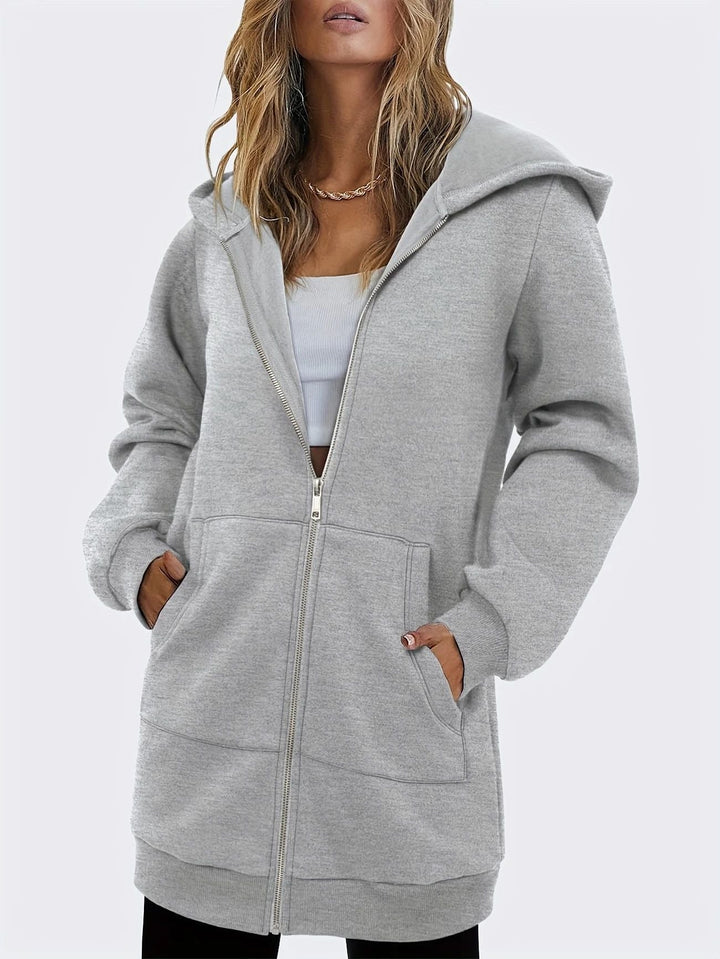 Women's hooded sweatshirt jacket with generous pockets from Lune London