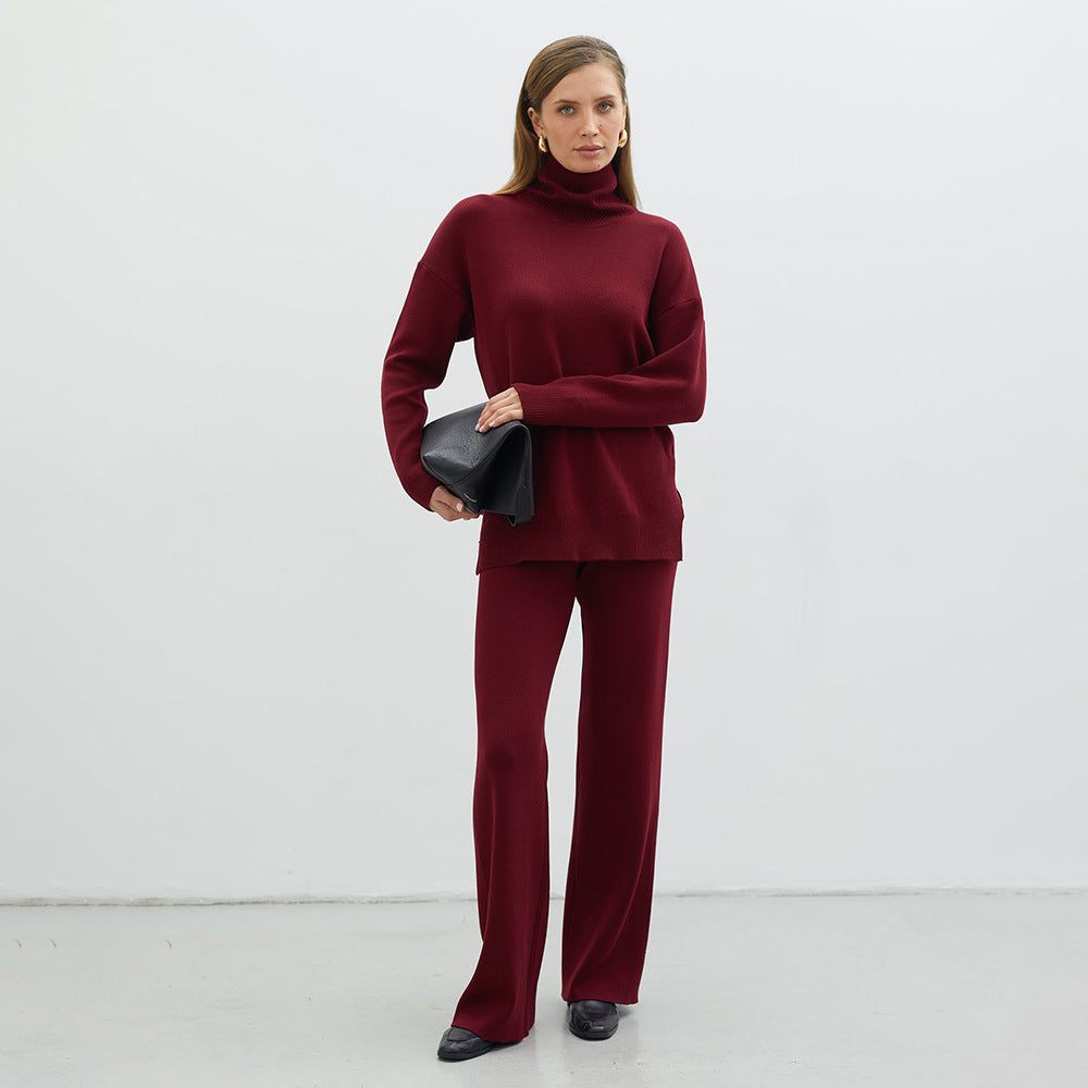 Modular knitted set for women with high collar and loose fit Lune London