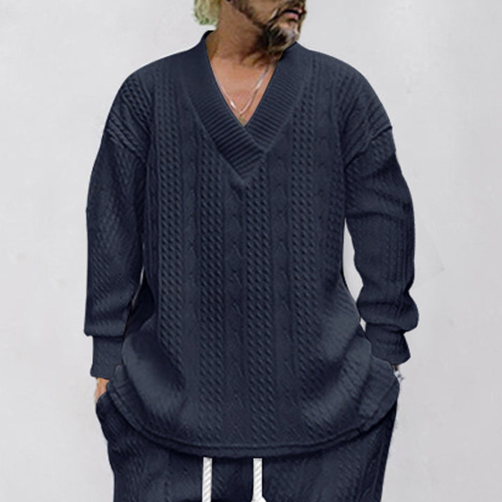 Men's casual knitted sweater with V-neck and modern pattern Chic and style