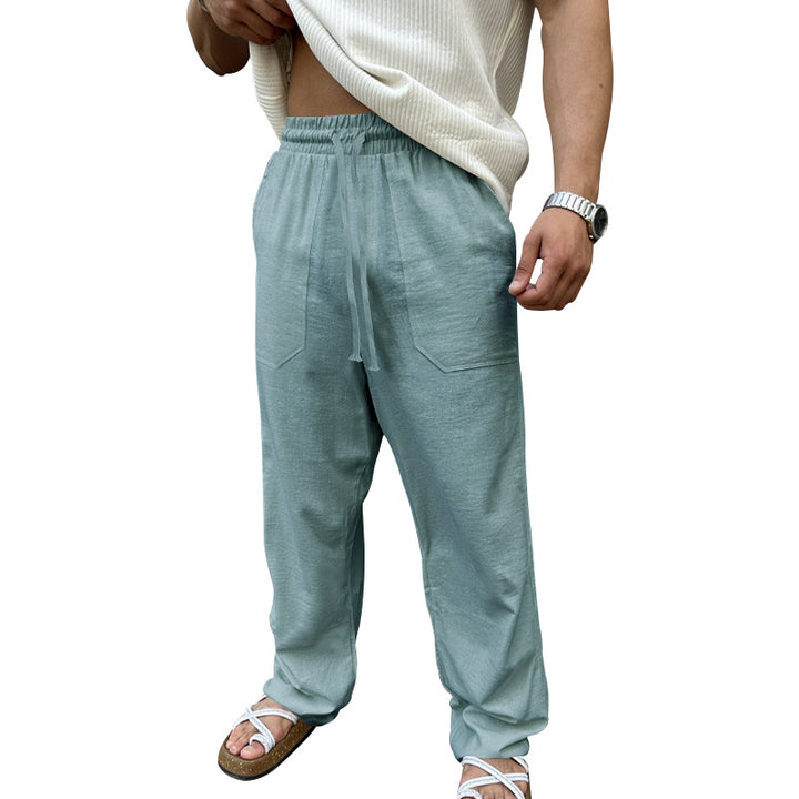 Men's casual linen pants with elastic waistband and practical side pockets Lune London