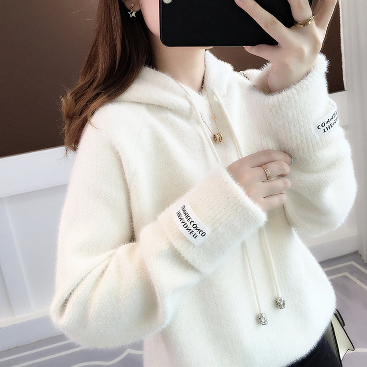 Ladies Cozy Hooded Sweatshirt with Drawstring and High Neck Lune London