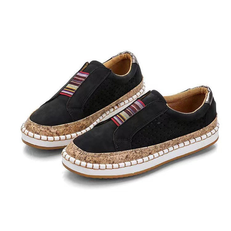 Breathable slip-on sneakers for women with elastic band and trendy cork design Lune London