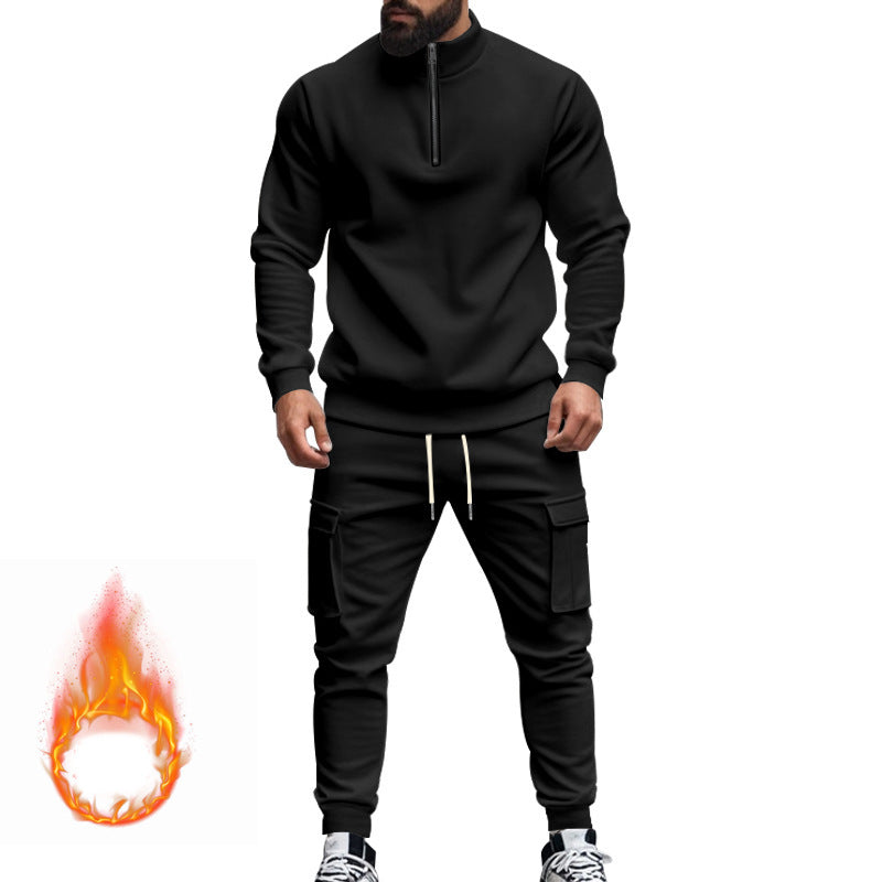 Men's fleece sports set with functional zipper and cargo pants Lune London