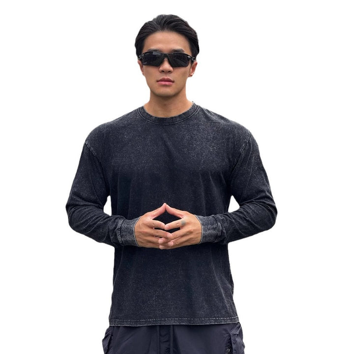 Long sleeve shirt for men in soft cotton blend with a trendy washed effect Lune London