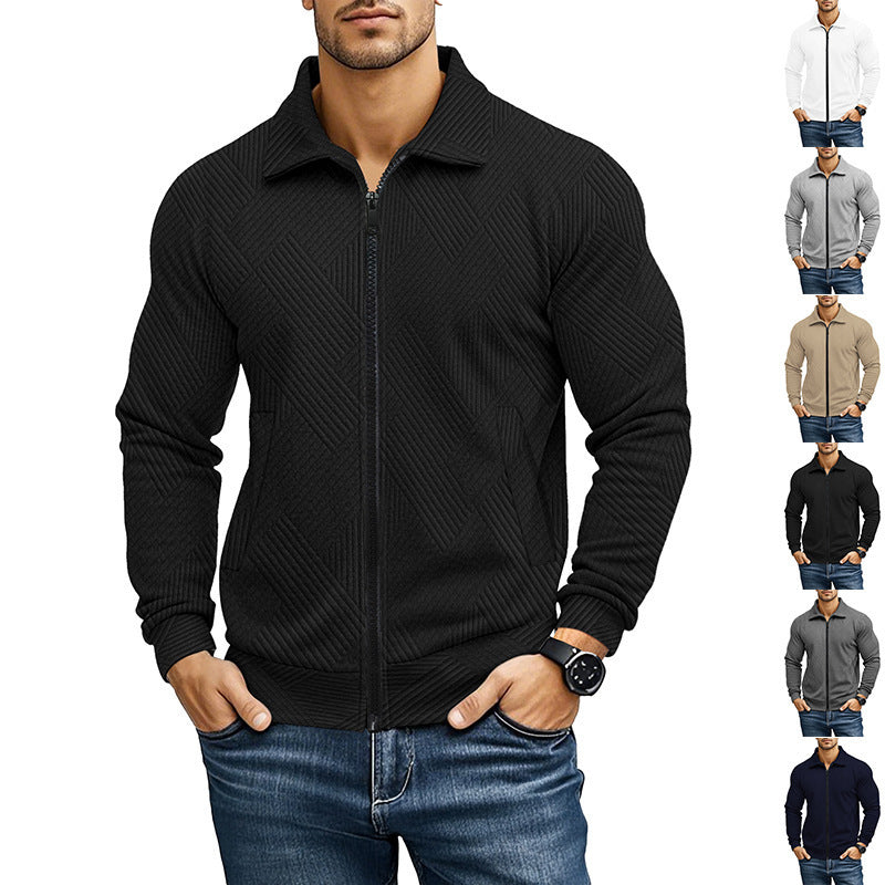 Men's knit jacket with structured design and sporty collar Lune London