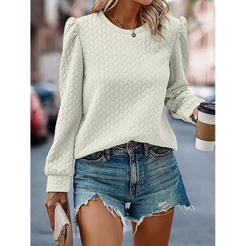 Pull femme avec design texturé doux et manches bouffantes Chic & Stil