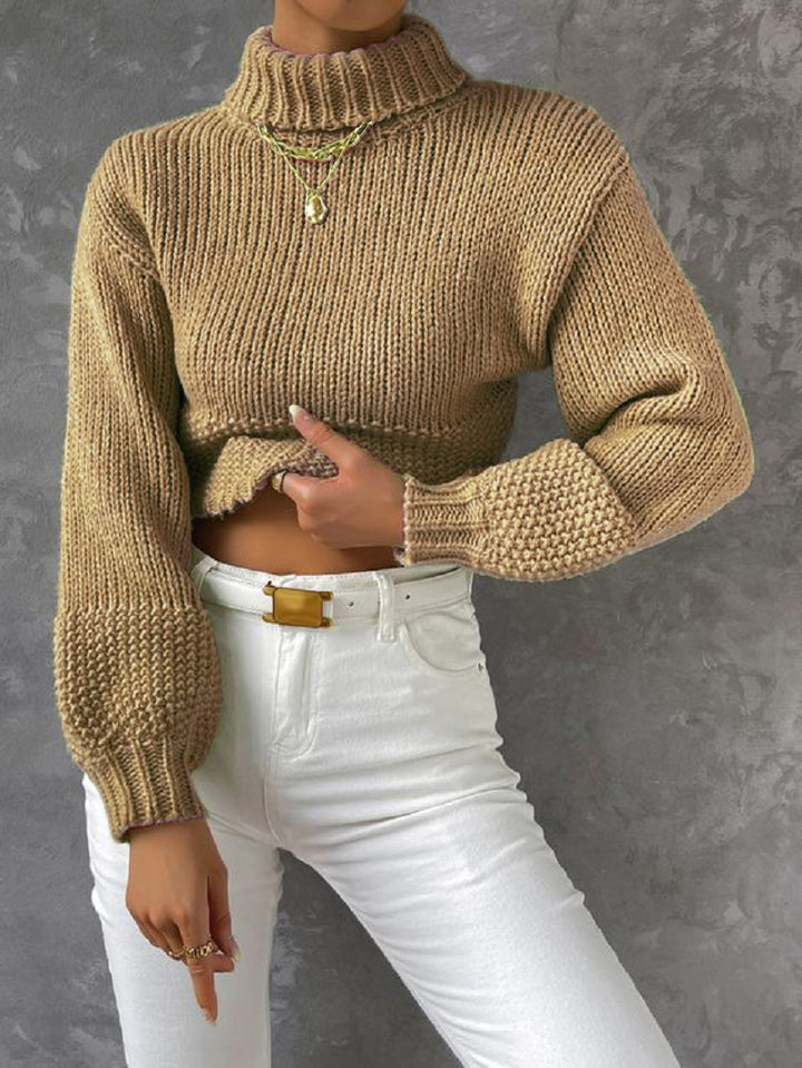 Women’s chunky knit sweater with high collar Lune London
