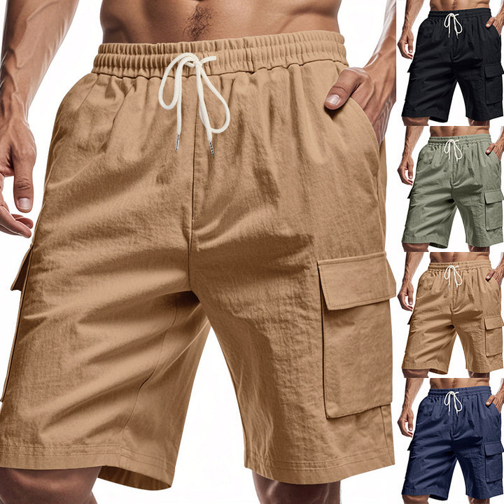 Shorts cargo pour hommes avec taille élastique et poches latérales pratiques Lune London