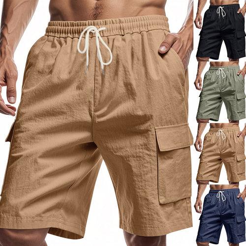 Shorts cargo pour hommes avec taille élastique et poches latérales pratiques Lune London