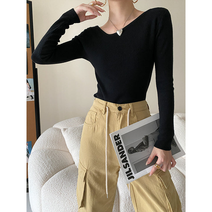 Ladies long-sleeve shirt with fine rib structure Chic & Stil