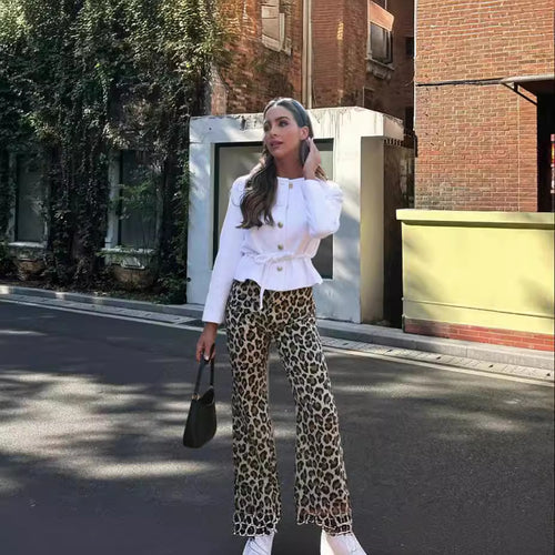 Lune London Women's Fabric Animal Print Pants