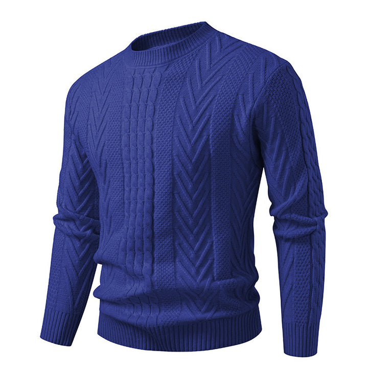 Chunky knit sweater for men with cable pattern and round neck Lune London