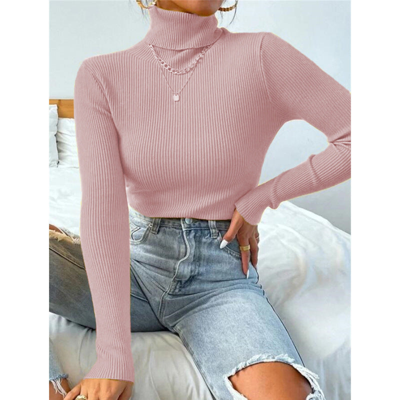 Ladies elegant turtleneck sweater with fine ribbed structure Lune London
