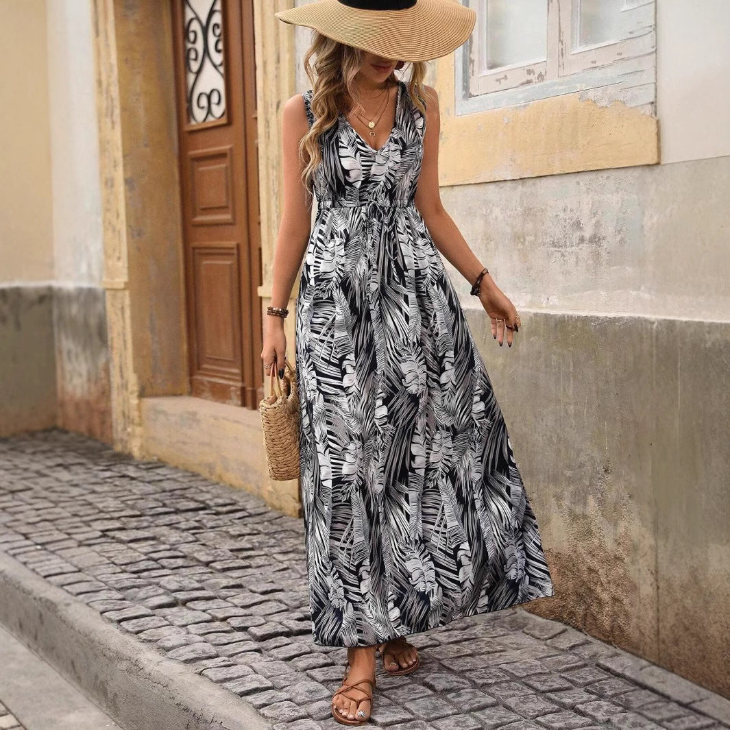 Lune London women's tropical print high-low maxi dress