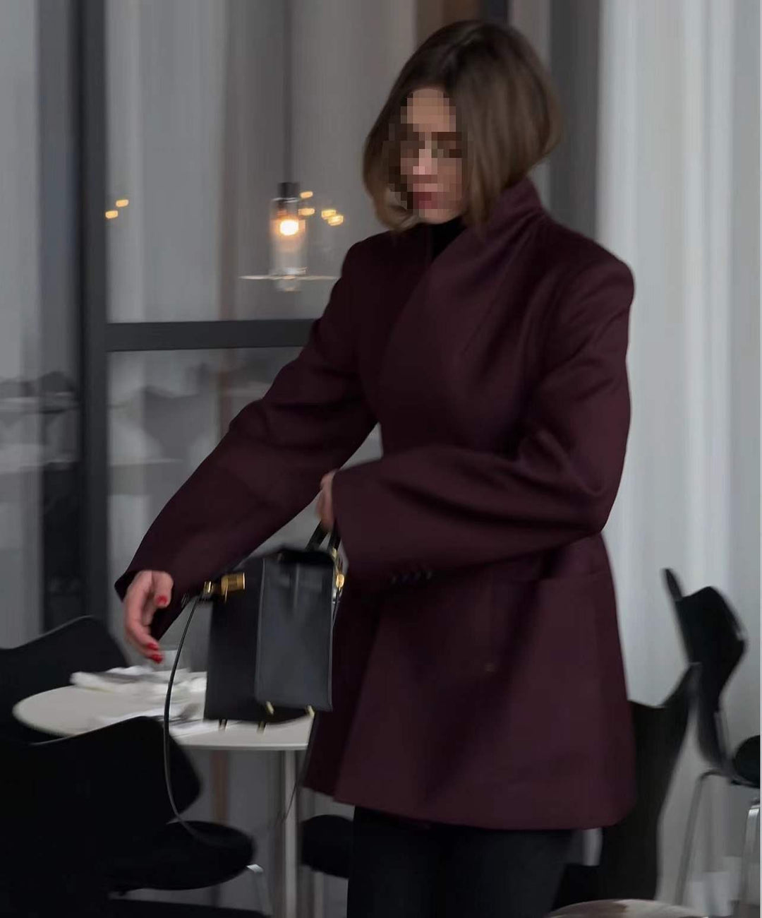 Ladies elegant blazer with waist belt and practical pockets Lune London