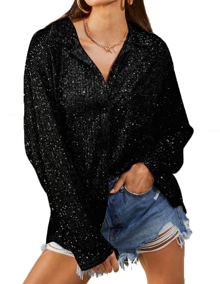 Women's Glittering Oversized Blouse with Casual Cut Lune London