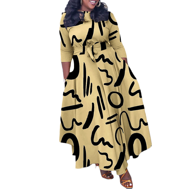 Maxi dress for women with a waist belt and long sleeves Lune London