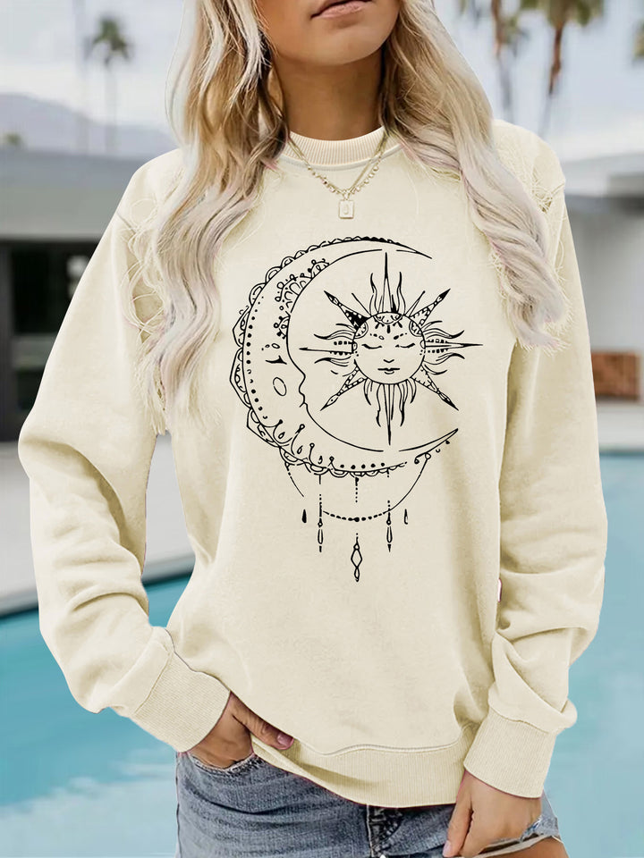 Sweatshirt pour femmes avec un design artistique de soleil et de lune Chic & Stil