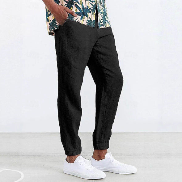 Casual linen pants for men with elastic waist and side pockets Lune London