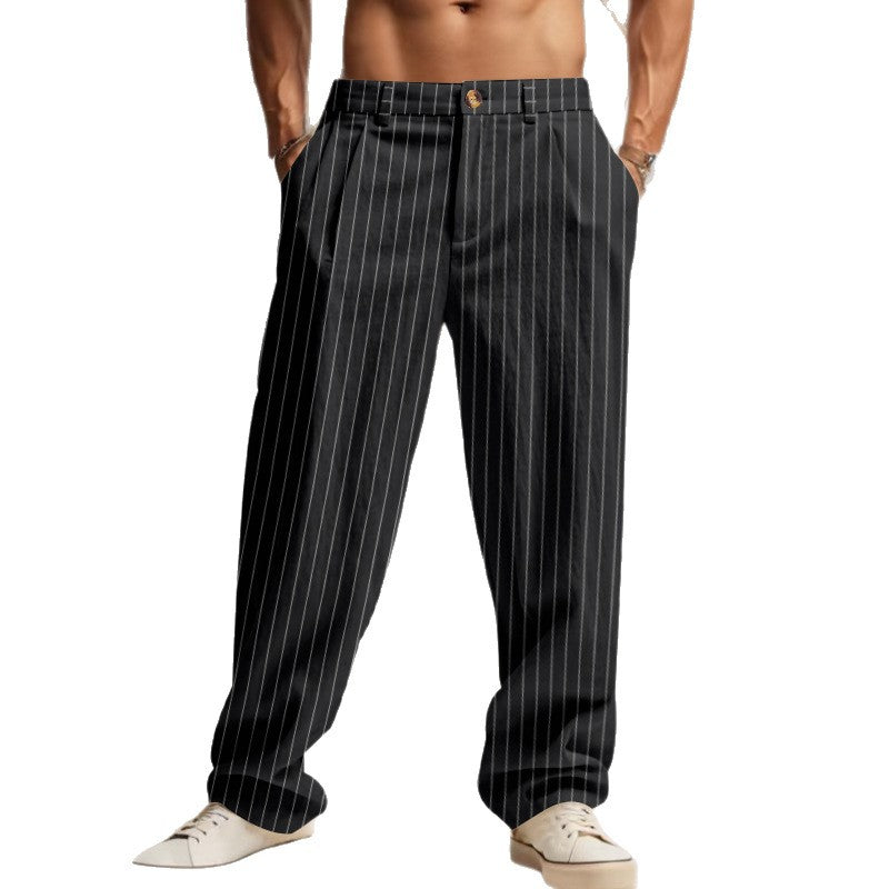 Casual beach pants for men with a comfortable fit and a stylish striped pattern Lune London