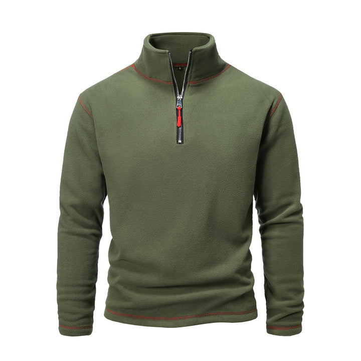 Fleece pullover for men with high collar and half-zip Lune London