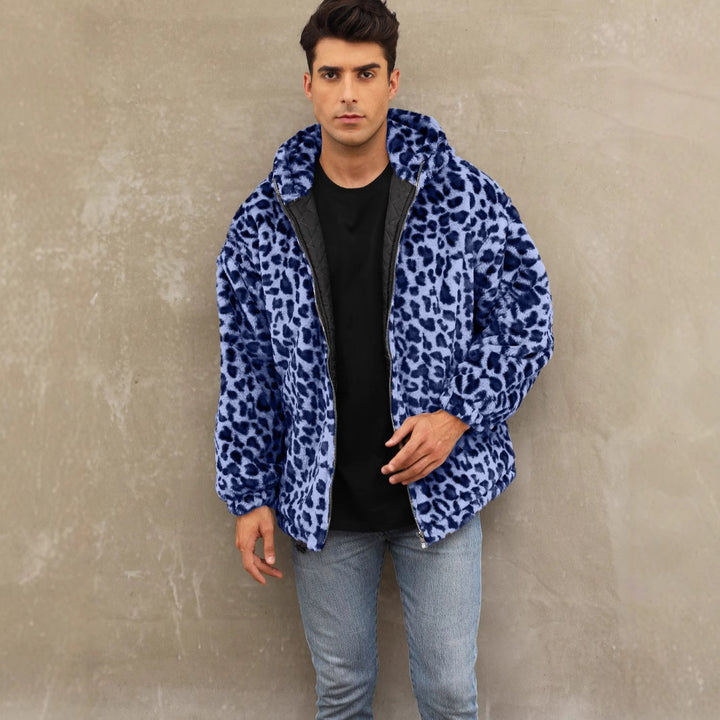 Soft faux fur leopard print jacket for men Lune London