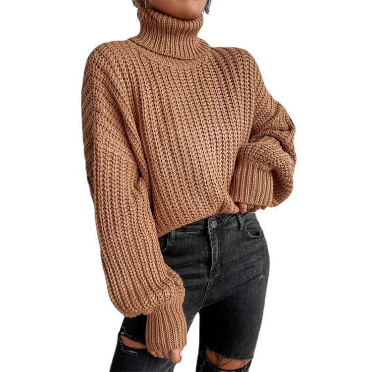 Thick wool sweater for women with high collar and flared sleeves Lune London