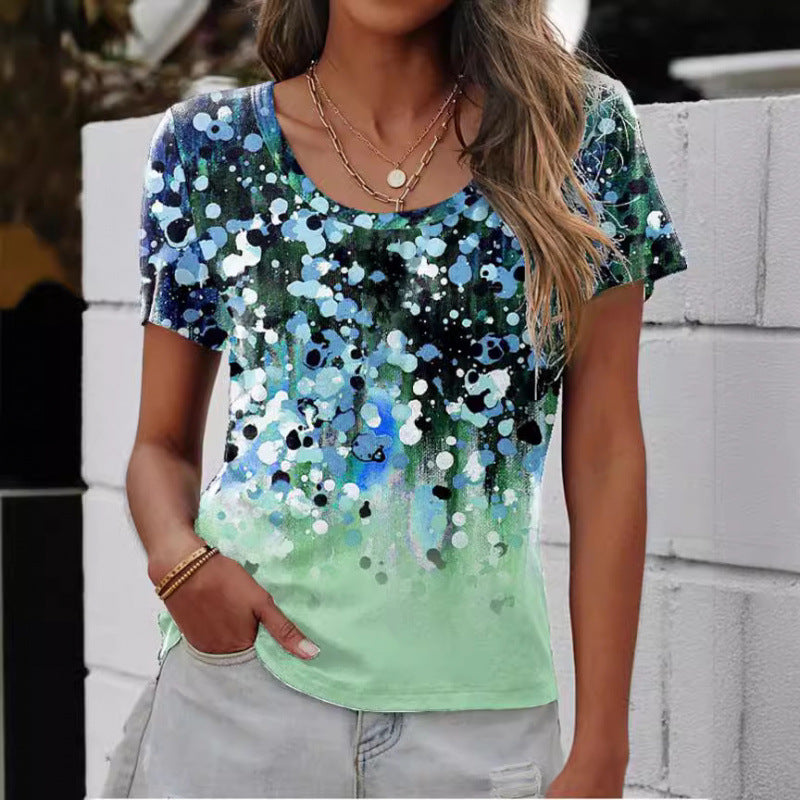 Ladies short sleeve T-shirt with artistic pattern Lune London