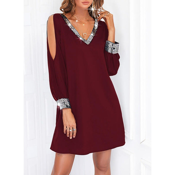 Elegant mini dress for women with off-shoulder and sequins accents Lune London